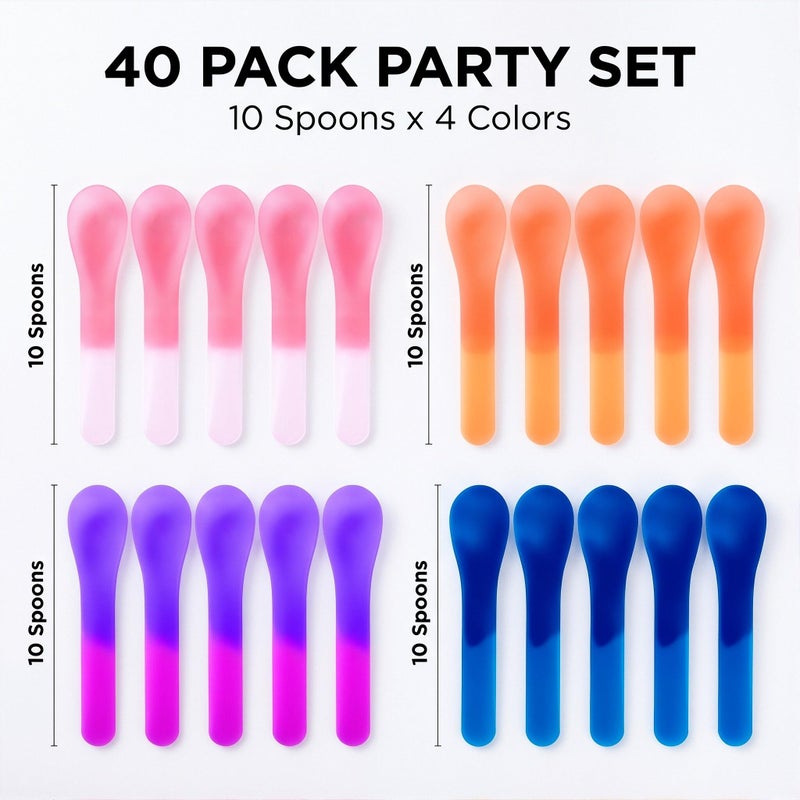 Gugowin 40 Pack Color Changing Ice Cream Spoons, 5.15 Inch Sturdy Plastic Spoons, Individually Wrapped - Captivating Temperature Sensitive Utensils for Birthday Celebrations, Events & Party Favors - Image 3