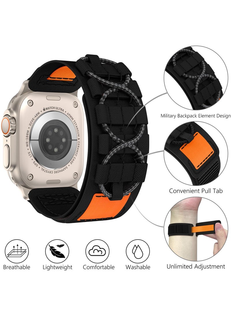 Durable Nylon Sport Band for Apple Watch Ultra 2 and Series 9-6, 49mm-42mm, Men's Velcro Strap, Black - Image 2