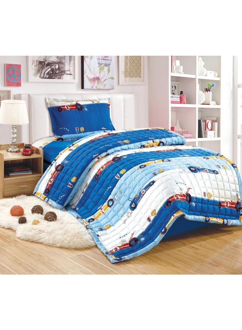3-Piece Single-Size Quilted Children's Bedspread Set with Modern Prints (230 x 170 cm)