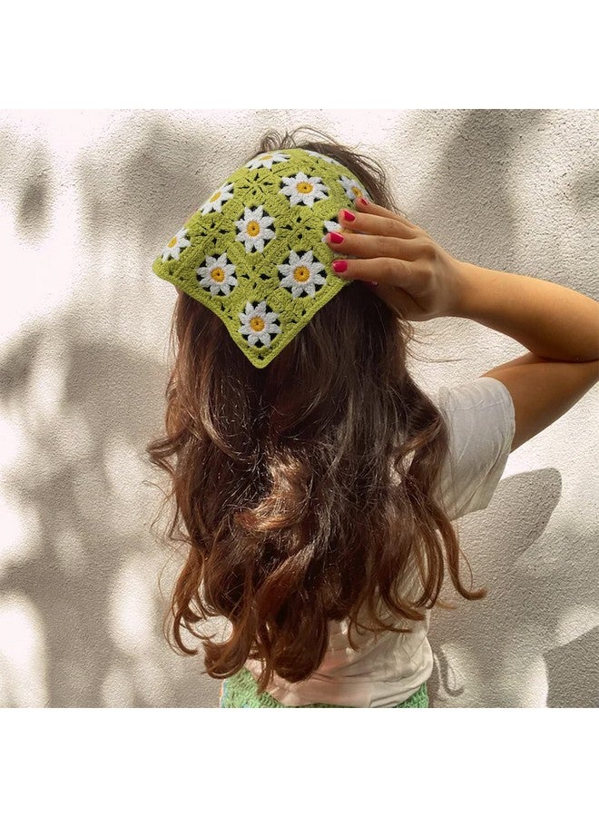 Molans Floral Bandanas Crochet Hair Scarf 3Pcs Women Knitted Headscarf Daisy Headband Vintage Head Kerchief For Girls - Image 3