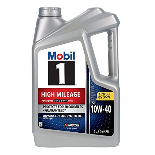 Mobil 1 High Mileage Full Synthetic Motor Oil 10W-40, 5 Quart - Image 2