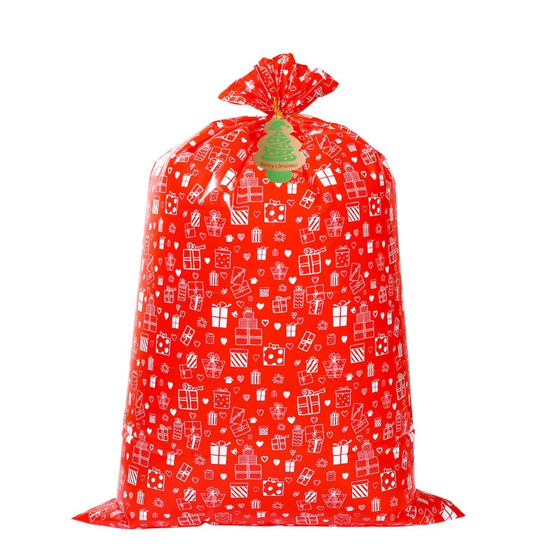 LUFEVRM Extra Large Christmas Gift Bags 56X 361pcs Reusable Jumbo Big Size Giant Plastic Gift BagsChristmas Wrapping Present Bags with Gift Tag Cards for Large Gifts Kids Toys Goodie Supplies