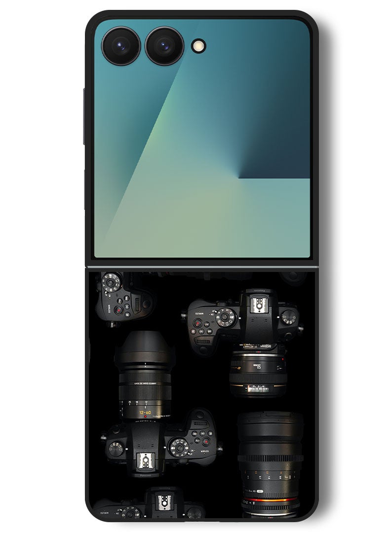 Theodor Case Compatible with Samsung Galaxy Z Flip 7 - 6.9 Inch Protection Shockproof Bumper Cover cameras_lenses_photo - Image 1