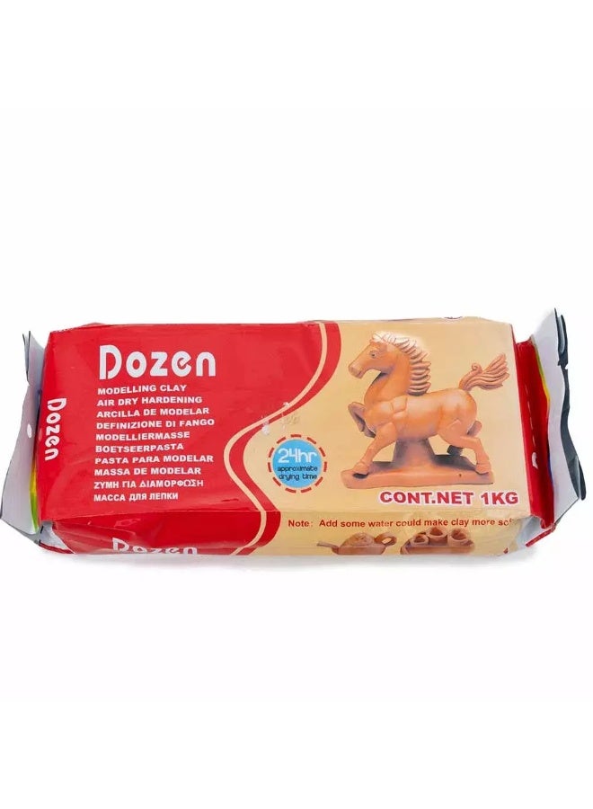 Dozen Air Dry Hardening Modelling Brown clay of 1kg for Playing Art and craft creativity play for kids - Image 1