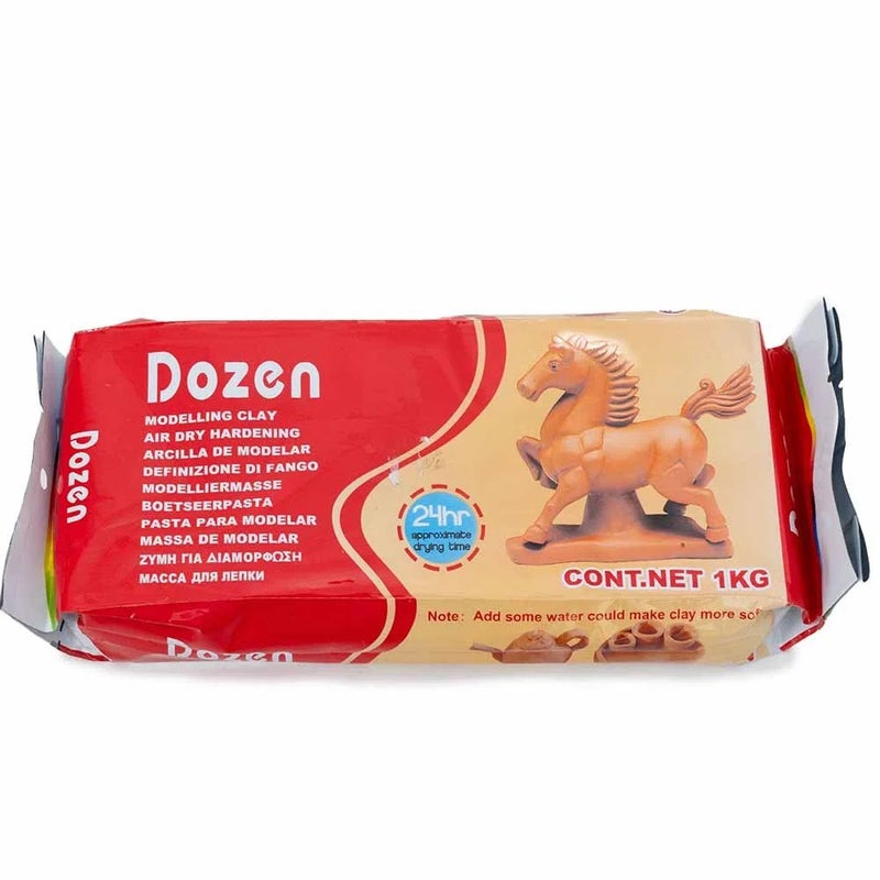 Dozen Air Dry Hardening Modelling Brown clay of 1kg for Playing Art and craft creativity play for kids - Image 1