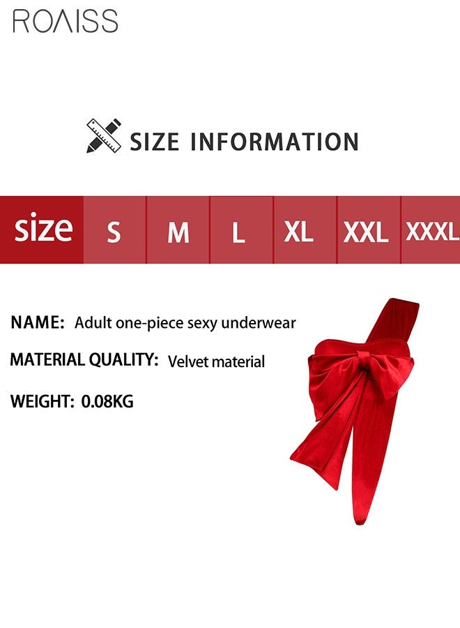 roaiss Women's Velvet One Piece Nightgown Big Bow Style Night Lingerie  - Image 3
