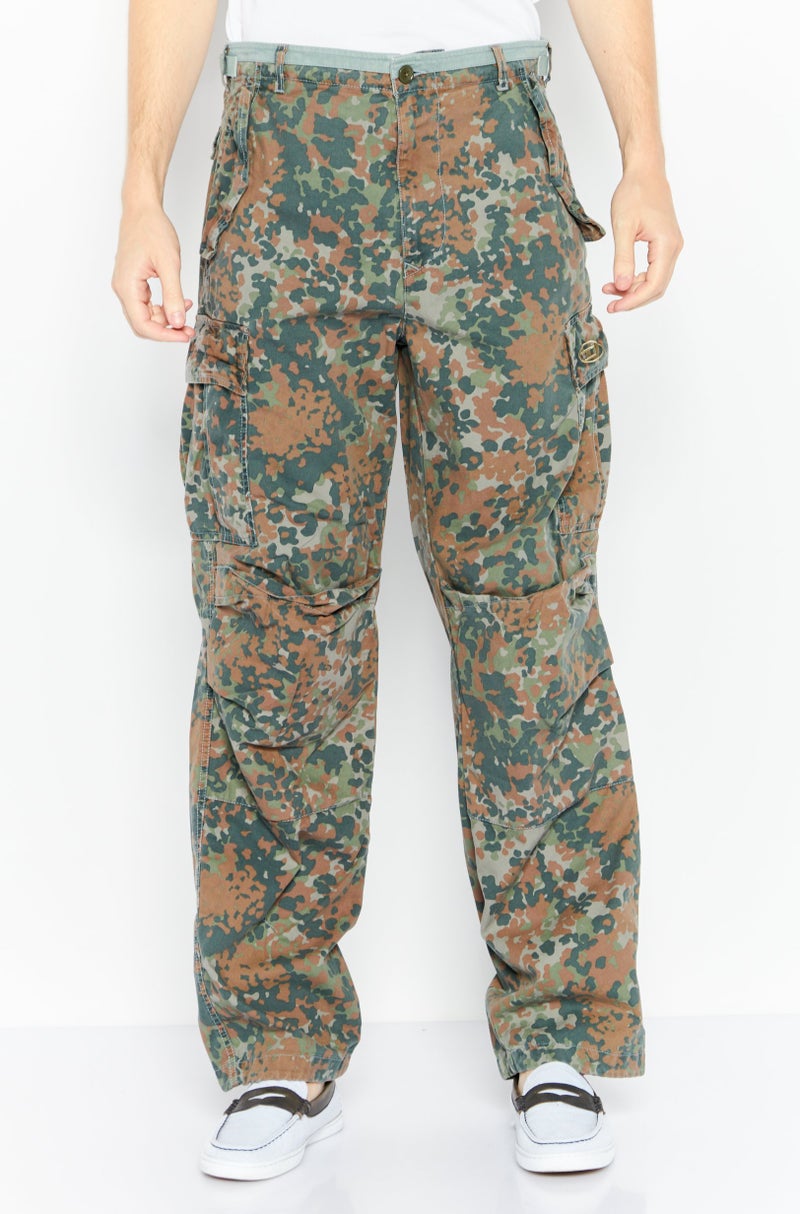 DIESEL Men Regular Fit Camouflage Cargo Pants, Olive  - Image 1
