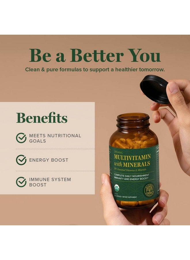 global healing center مركز الشفاء العالمي - فيتامينات متعددة عضوية معتمدة من وزارة الزراعة الأمريكية للنساء والرجال - الفيتامينات تشمل A و C و D والمزيد لاحتياجات صحتك العامة ورفاهيتك - تغذية يومية كاملة من الفيتامينات المتعددة (120 كبسولة) - Image 4