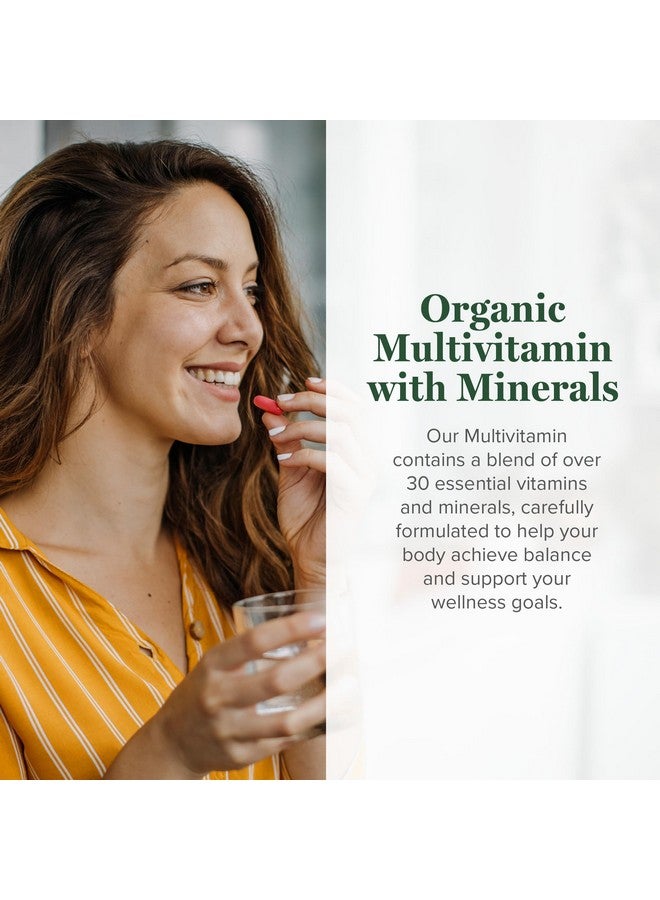 global healing center مركز الشفاء العالمي - فيتامينات متعددة عضوية معتمدة من وزارة الزراعة الأمريكية للنساء والرجال - الفيتامينات تشمل A و C و D والمزيد لاحتياجات صحتك العامة ورفاهيتك - تغذية يومية كاملة من الفيتامينات المتعددة (120 كبسولة) - Image 2