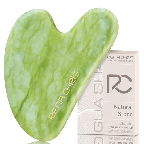 Rena Chris Gua Sha Facial Tools Jade Guasha Tool for Acupuncture Manual Massage Tool for Jawline Sculpting and Puffiness Reducing Gua Sha Facial Massage Tool SkinCare Gift