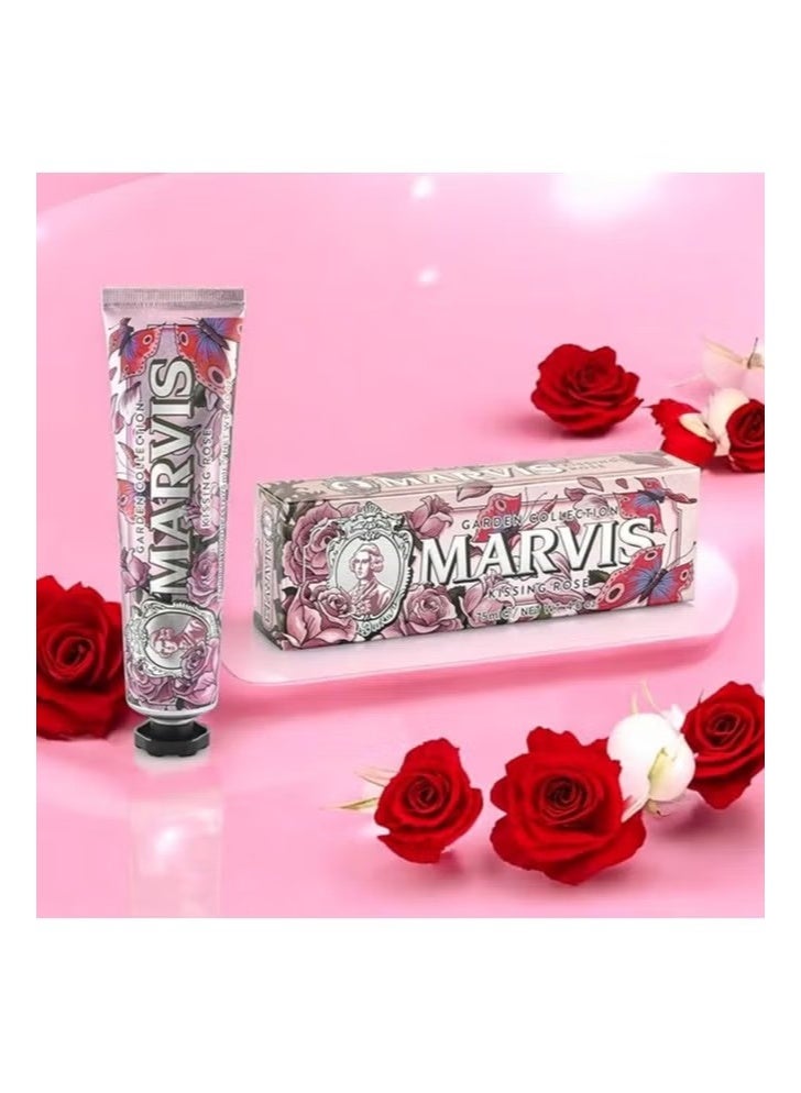مارفيس Marvis Garden Collection Kissing Rose Limited Edition معجون أسنان، 75 مل، معجون أسنان ذو نكهة مثيرة للطازجة الطويلة الأمد - Image 3
