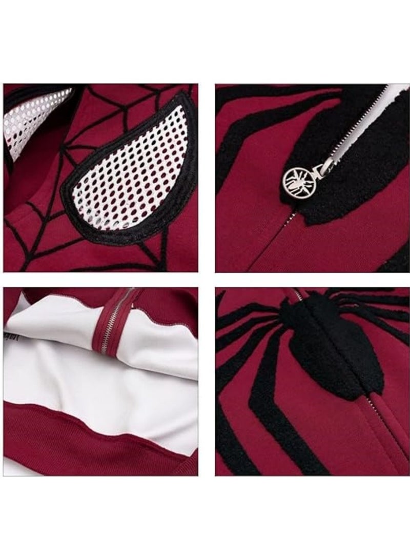 Autumn and winter American Y2K retro niche design Spider-Man hooded sweatshirt zipper cardigan national style high street loose jacket