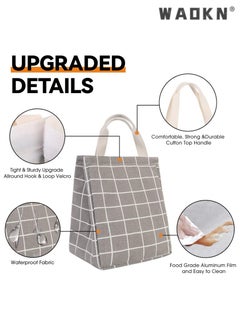 WAOKN High Quality Multi-purpose Environmentally Friendly Material Reusable Lunch Bag Insulated Lunch Box Canvas Fabric with Aluminum Foil Lunch Tote Bag For Women Men School Office  - Image 2