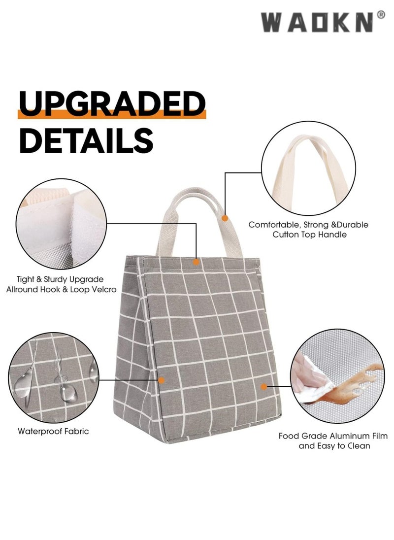 WAOKN High Quality Multi-purpose Environmentally Friendly Material Reusable Lunch Bag Insulated Lunch Box Canvas Fabric with Aluminum Foil Lunch Tote Bag For Women Men School Office  - Image 2