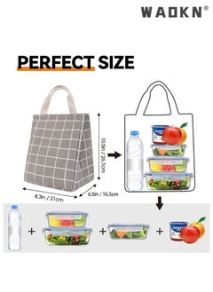 WAOKN High Quality Multi-purpose Environmentally Friendly Material Reusable Lunch Bag Insulated Lunch Box Canvas Fabric with Aluminum Foil Lunch Tote Bag For Women Men School Office  - Image 4