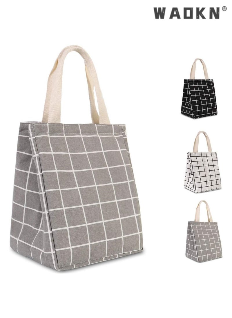 WAOKN High Quality Multi-purpose Environmentally Friendly Material Reusable Lunch Bag Insulated Lunch Box Canvas Fabric with Aluminum Foil Lunch Tote Bag For Women Men School Office  - Image 1