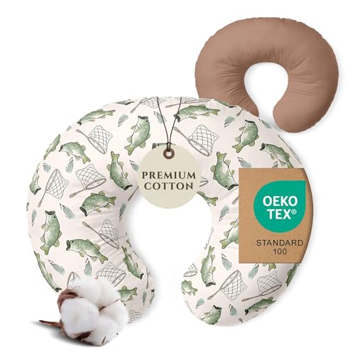 Pobibaby 1Pack Premium Nursing Pillow Cover Ultra Soft Stretchy 96 Cotton Breastfeeding Pillow Cover for Baby Boys and Girls Gone Fishing - Image 1