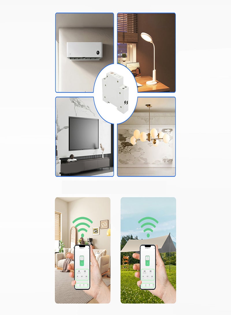 تويا مفتاح Tuya WiFi الذكي للتحكم في توقيت قاطع الدائرة المنزلية المحمول DIY، مفتاح التحكم الصوتي متوافق مع مساعد Google و - Image 4