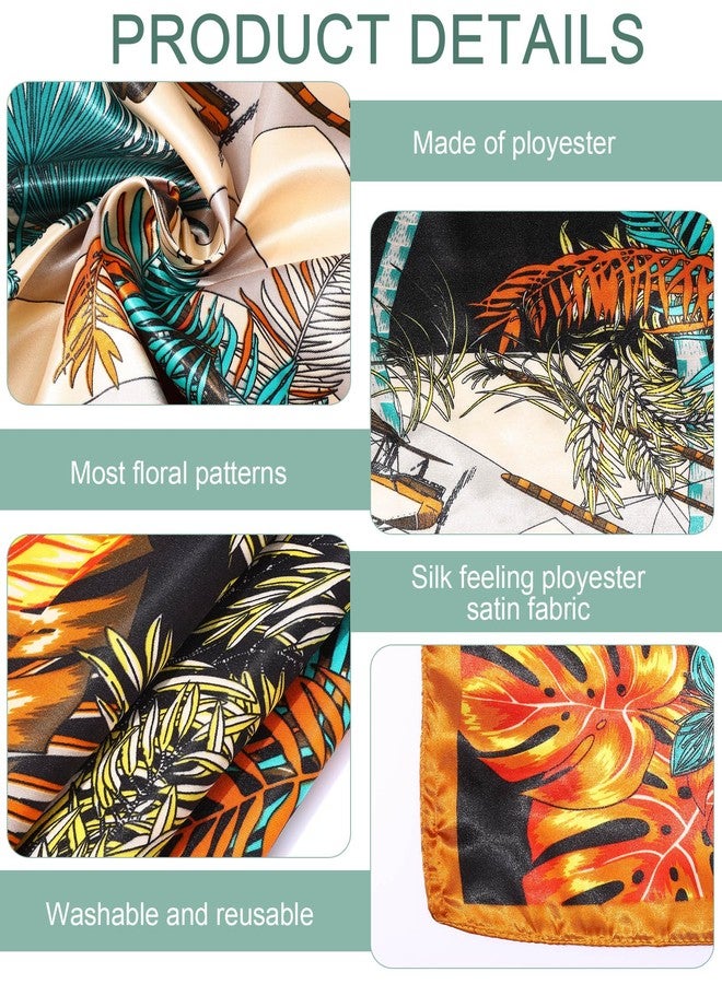 JaGely 12 Pcs 35" Satin Square Large Head Scarves Silk Like Neck Scarf Vintage Bandanas Satin Hair Scarf Neckerchief (Retro Style) - Image 4