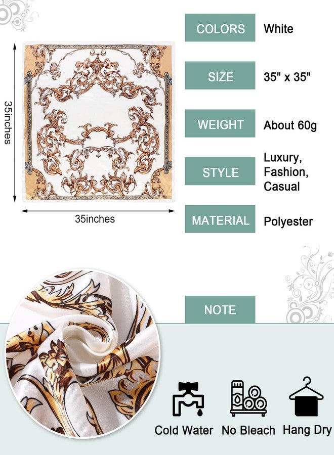 JaGely 12 Pcs 35" Satin Square Large Head Scarves Silk Like Neck Scarf Vintage Bandanas Satin Hair Scarf Neckerchief (Retro Style) - Image 2
