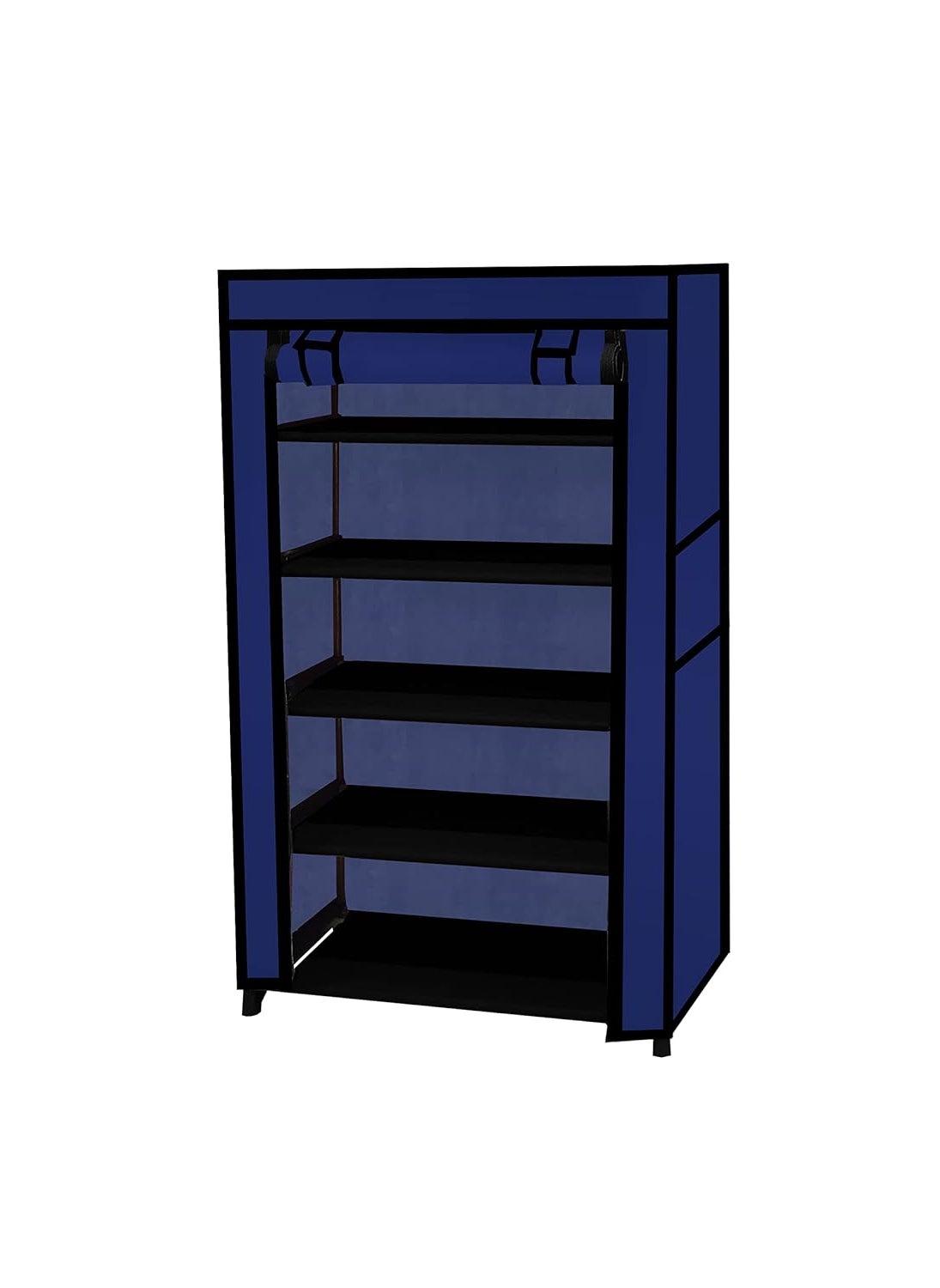 SANAMSTORE SANAMSTORE Multipurpose 5 Tier Rack ShoeClothesBooks Stand Rack with Cover for Home Need to Be Assemble DIY Blue  - Image 2