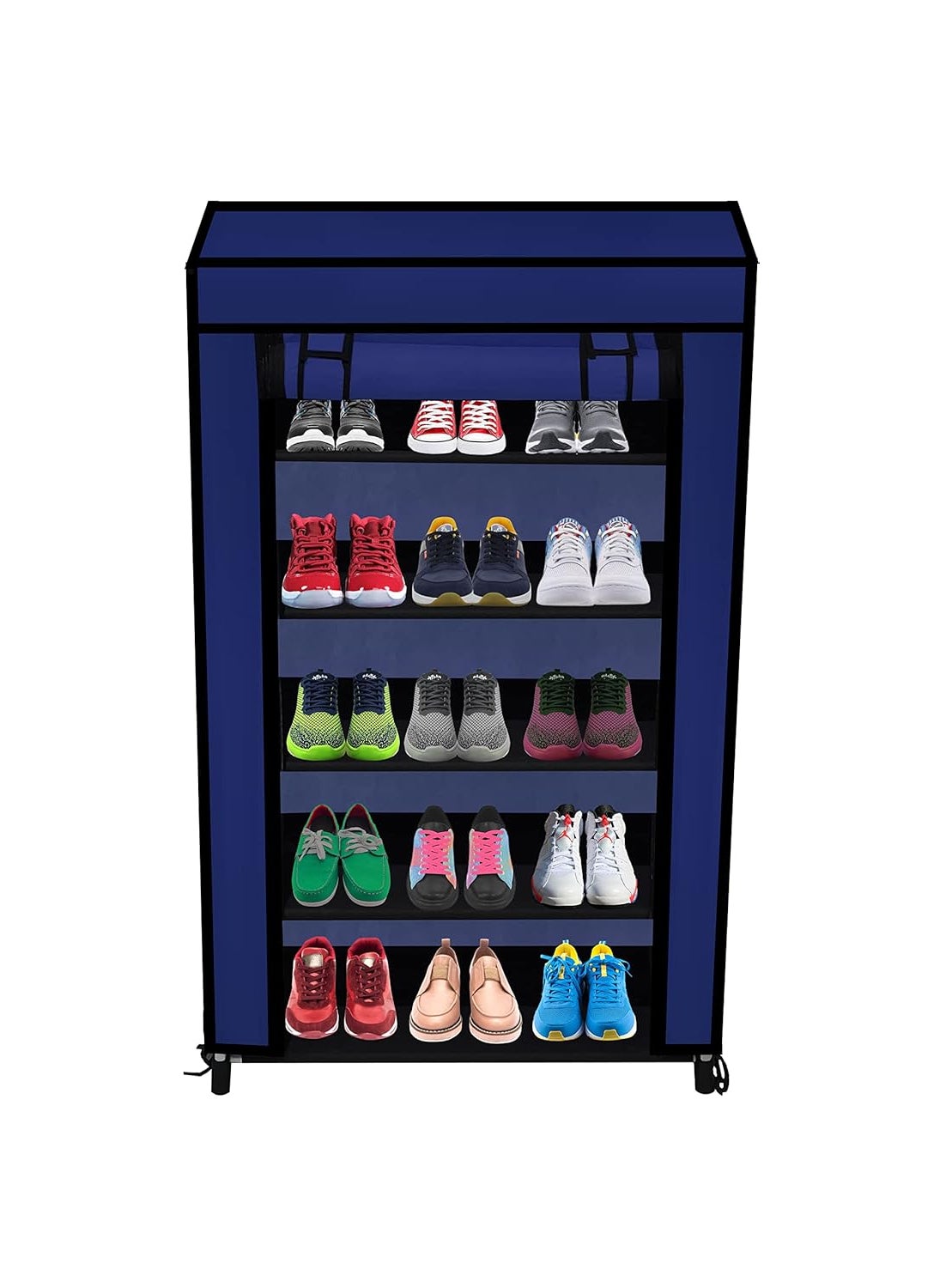 SANAMSTORE SANAMSTORE Multipurpose 5 Tier Rack ShoeClothesBooks Stand Rack with Cover for Home Need to Be Assemble DIY Blue  - Image 1