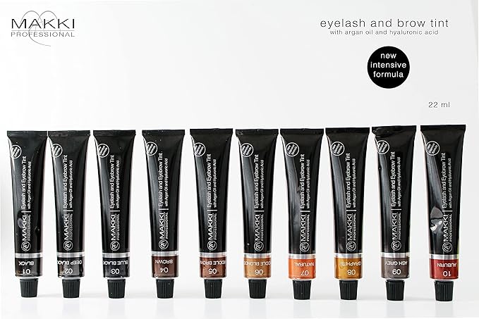 Makki 09 Ash Grey Makki Professional Intensive Eyelash and eyebrow tint dye with argan oil hualuronic acid 22ml - Image 3