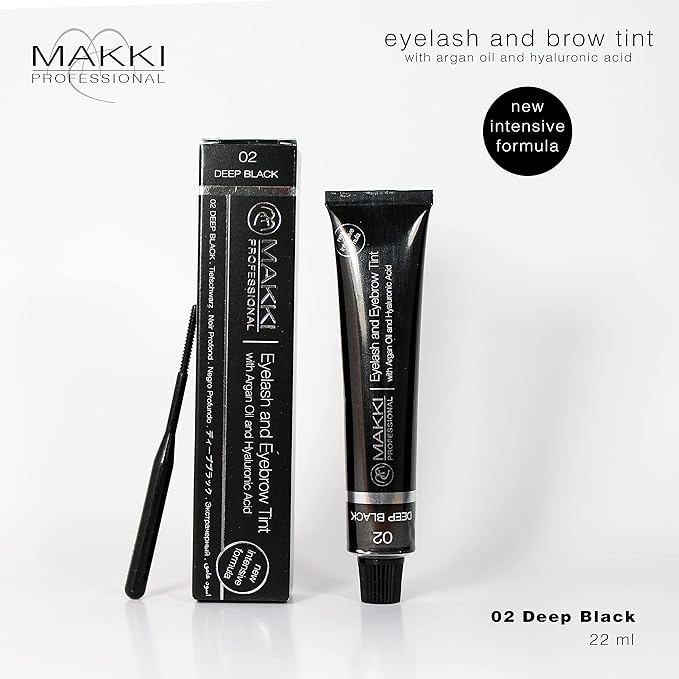 Makki 09 Ash Grey Makki Professional Intensive Eyelash and eyebrow tint dye with argan oil hualuronic acid 22ml - Image 2