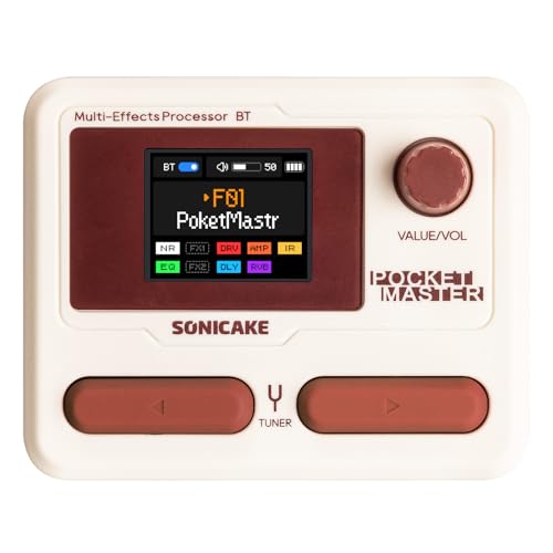 SONICAKE Pocket Master-بيدال متعدد التأثيرات المحمول، 100+ تأثيرات مدمجة للجيتار/الباس/الأكوستيك، نمذجة مضخم الصوت، محاكاة خزائن IR، واجهة صوت USB ستيريو OTG، قابلة لإعادة الشحن (أبيض) - Image 1