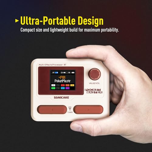SONICAKE Pocket Master-بيدال متعدد التأثيرات المحمول، 100+ تأثيرات مدمجة للجيتار/الباس/الأكوستيك، نمذجة مضخم الصوت، محاكاة خزائن IR، واجهة صوت USB ستيريو OTG، قابلة لإعادة الشحن (أبيض) - Image 3
