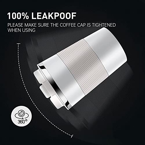 Wosta Travel Mug, Insulated Coffee Cup with Leakproof Lid,Vacuum Insulation Stainless Steel Reusable for Hot Cold Coffee, Non-Slip Protective Cover, (White, 380 Ml) - Image 5