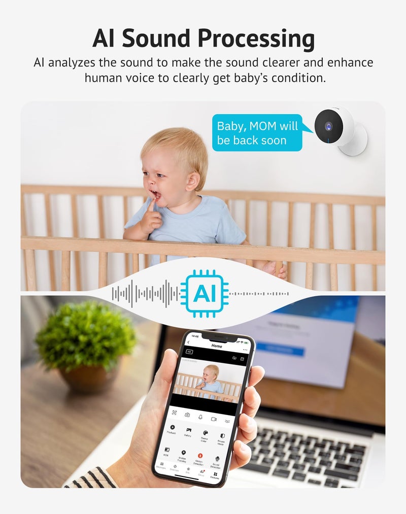 LaView 5MP 3K Cameras for Home Security Indoor,Home Security Camera for Baby/Elder/Pet/Nanny,Baby Cam Starlight Sensor Color Night Vision,US Cloud Service,Compatible with Alexa - Image 4