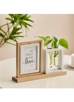 Home Elements HOME ELEMENTS Wooden Double Sided Rotating Family Photo Frame With Plant Vase Floating Desktop Tabletop Standing Creative Picture Frame For Home Decor Office Desk (PF_04)  - Image 1