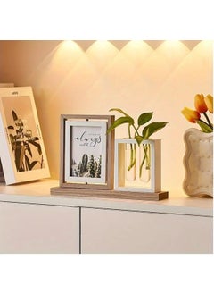 Home Elements HOME ELEMENTS Wooden Double Sided Rotating Family Photo Frame With Plant Vase Floating Desktop Tabletop Standing Creative Picture Frame For Home Decor Office Desk (PF_04)  - Image 3