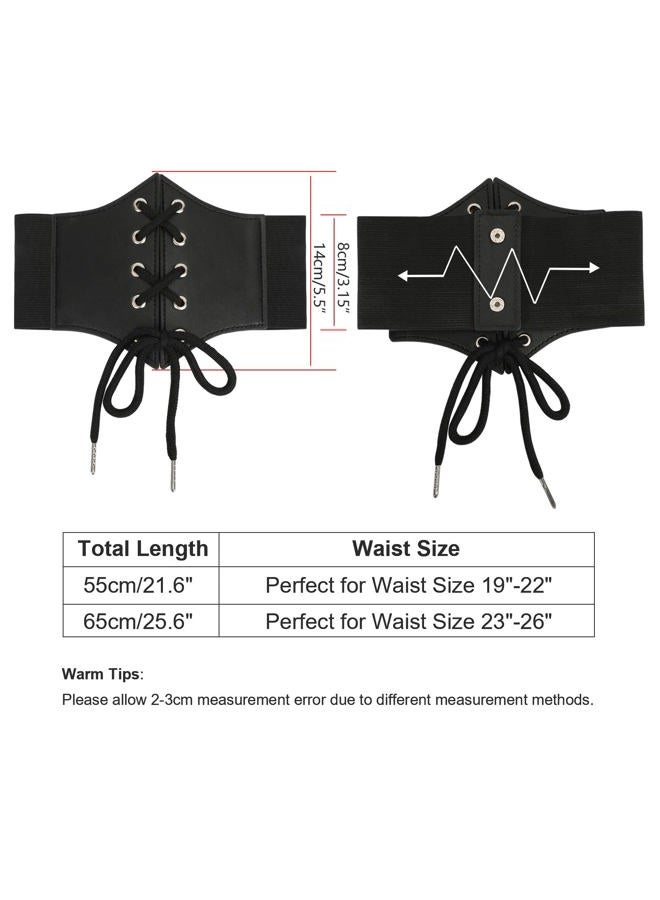 LEACOOLKEY Kids Waist Belt for Dress Elastic Lace-up Waist Belt for Girls, A-black, Perfect for Waist Size 20"-22" - Image 2