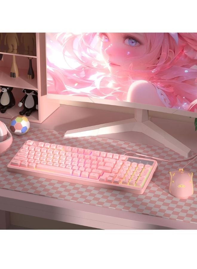 MageGee GK980 Wired Gaming Keyboard and Mouse Combo, Backlit Keyboard, Adjustable DPI Mouse for PC/Laptop/MAC Pink - Image 2
