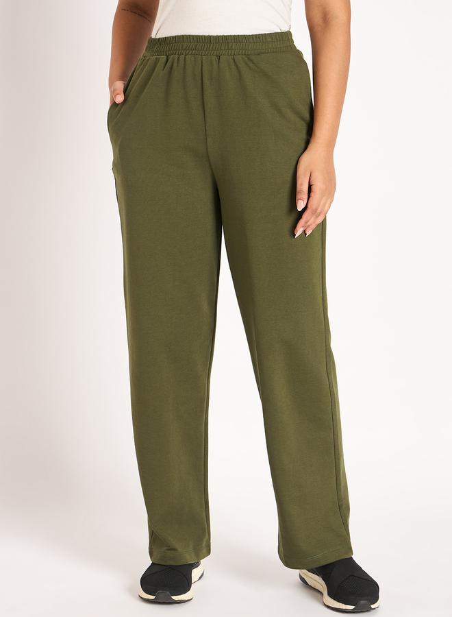 Femmella Olive Straight Fit Terry Trackpants - Image 1