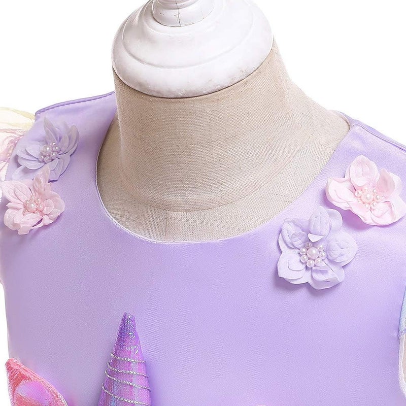 WonderBabe girls unicorn sleeveless dress dress princess dress carnival formal dress - Image 3