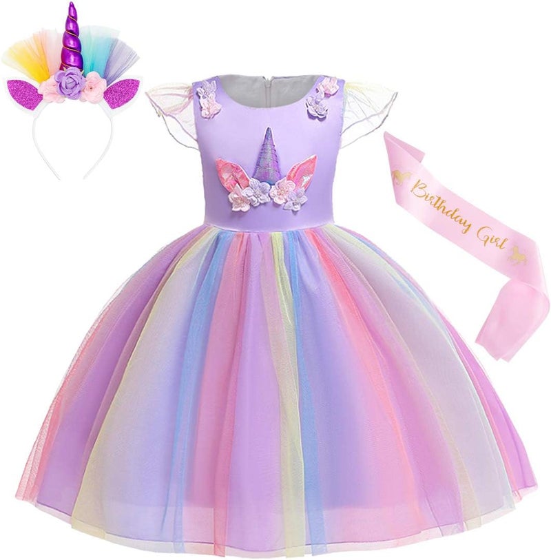 WonderBabe girls unicorn sleeveless dress dress princess dress carnival formal dress - Image 1