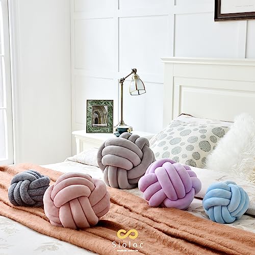 Sioloc Soft Knot Ball Pillows,Round Throw Pillow Cushion Home Decoration Plush Pillow,Throw Knotted Pillow Handmade Round Pillow（7.8inches,Beige） - Image 3