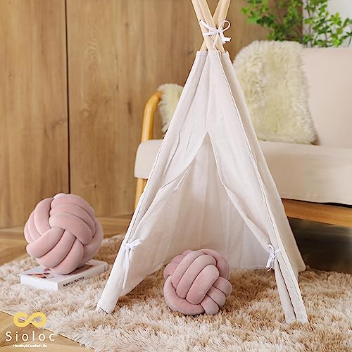 Sioloc Soft Knot Ball Pillows,Round Throw Pillow Cushion Home Decoration Plush Pillow,Throw Knotted Pillow Handmade Round Pillow（7.8inches,Beige） - Image 5