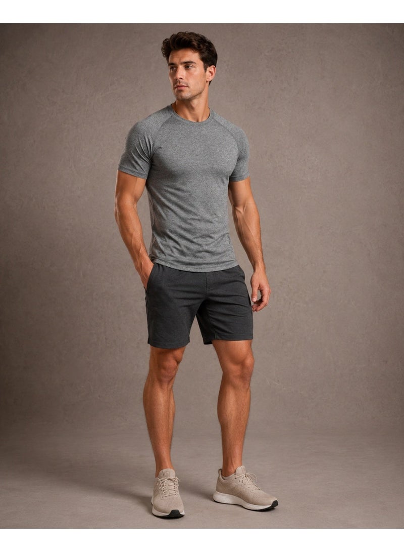 asBERYL Activewear Compression T-Shirt Raglan Sleeves Unisex Tee, Grey - Image 2