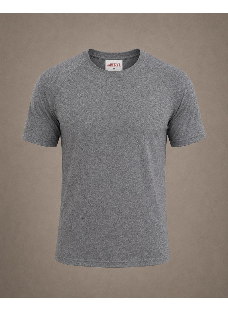 asBERYL Activewear Compression T-Shirt Raglan Sleeves Unisex Tee, Grey - Image 5