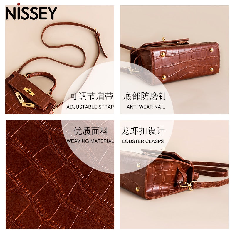 New Kelly Small Bag High-Grade Embossed Handbag Messenger Bag Simple Fashion Small Square Bag - Image 3