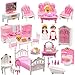 VEMBAP 52 Pcs Dollhouse Furniture Doll House Accessories and Furniture Kitchen Bedroom Living Room Bathroom Accessories Miniature Dollhouse Accessories - Image 2