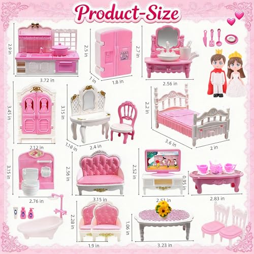 VEMBAP 52 Pcs Dollhouse Furniture Doll House Accessories and Furniture Kitchen Bedroom Living Room Bathroom Accessories Miniature Dollhouse Accessories - Image 5