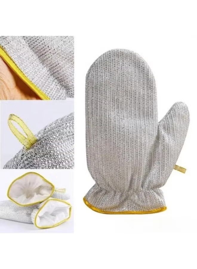 2pcs Multipurpose Wire Dishwashing Gloves, Miracle Cleaning Cloth in Glove Shape, Non Scratch Steel Wire Rags for Dishes, Kitchen Cooktops, Counters, Sinks, Pots, Pans, Reusable Cleaning Gloves  - Image 4