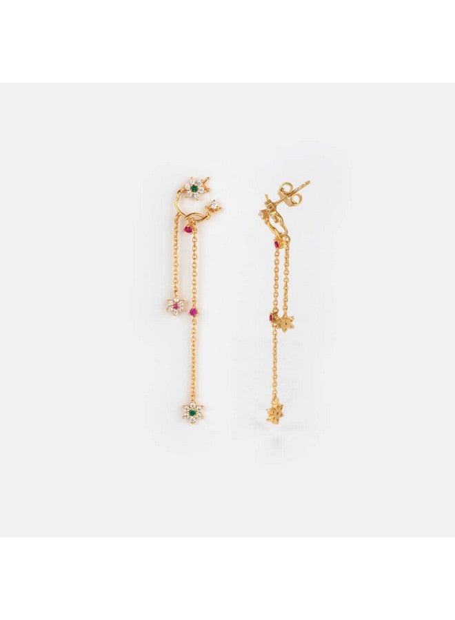 Shaya By Caratlane Circle Of Life 7 Stone Earrings In Gold Plated 925 Silver For Women - Image 4