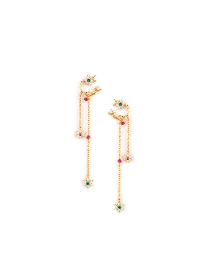 Shaya By Caratlane Circle Of Life 7 Stone Earrings In Gold Plated 925 Silver For Women - Image 1