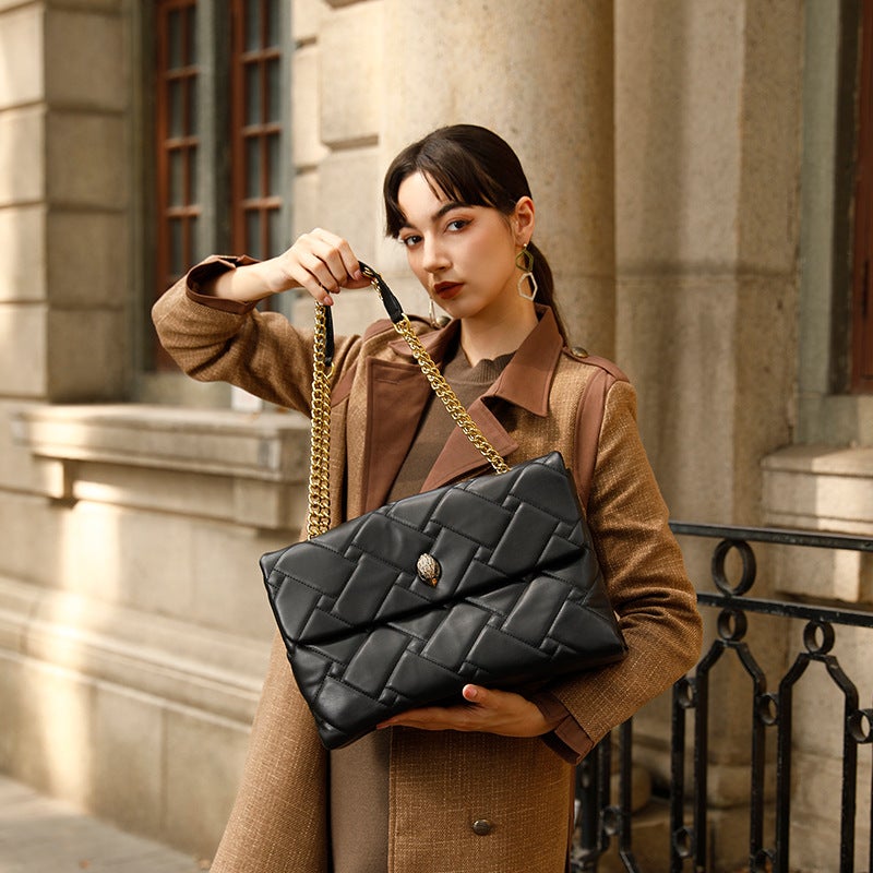Kurt Geiger Women's Large Tote Bag with Eagle Head Design – Quilted Chain Crossbody Shoulder Bag, Vintage Style - Image 3